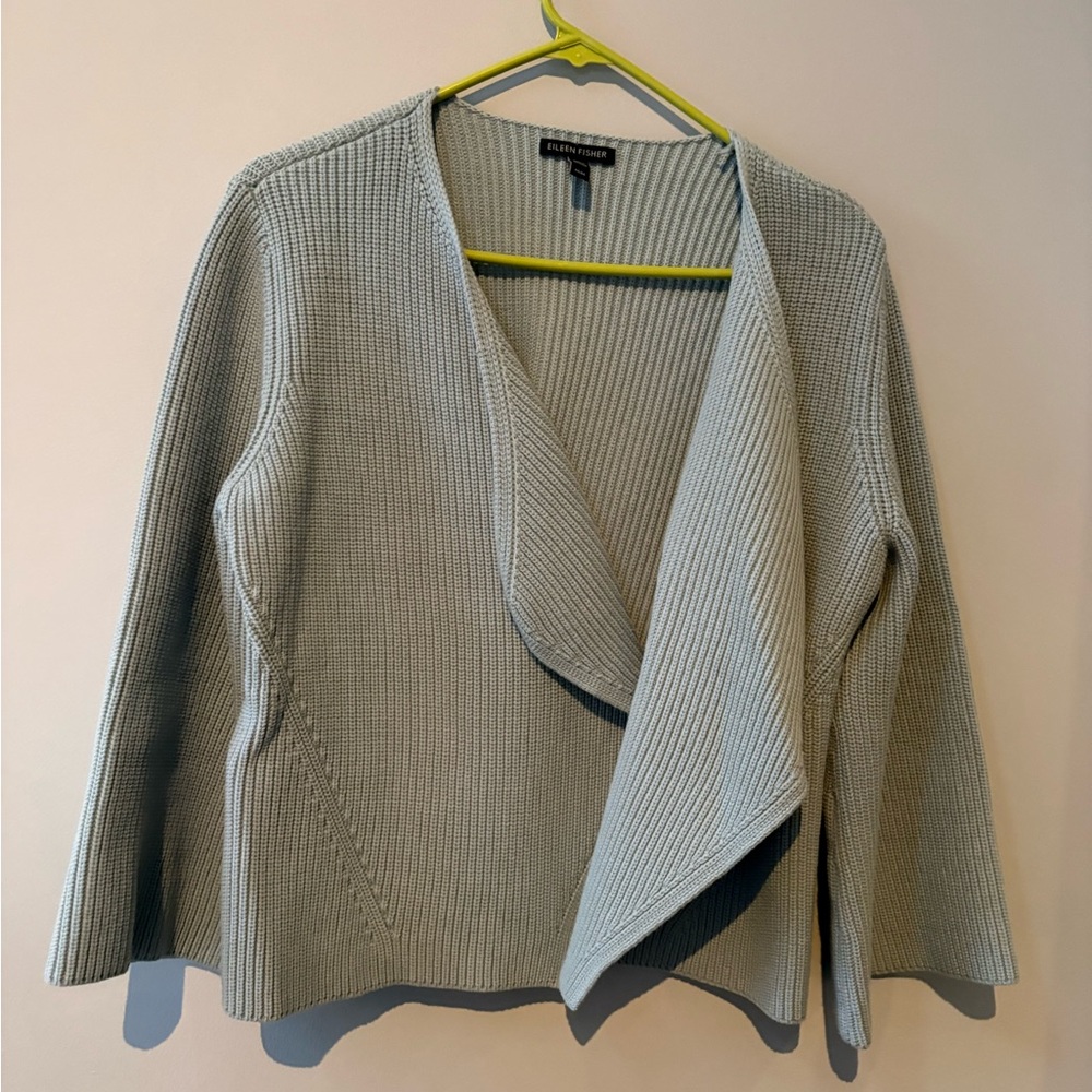 Eileen Fisher Women's dusty blue Open Front Sweater